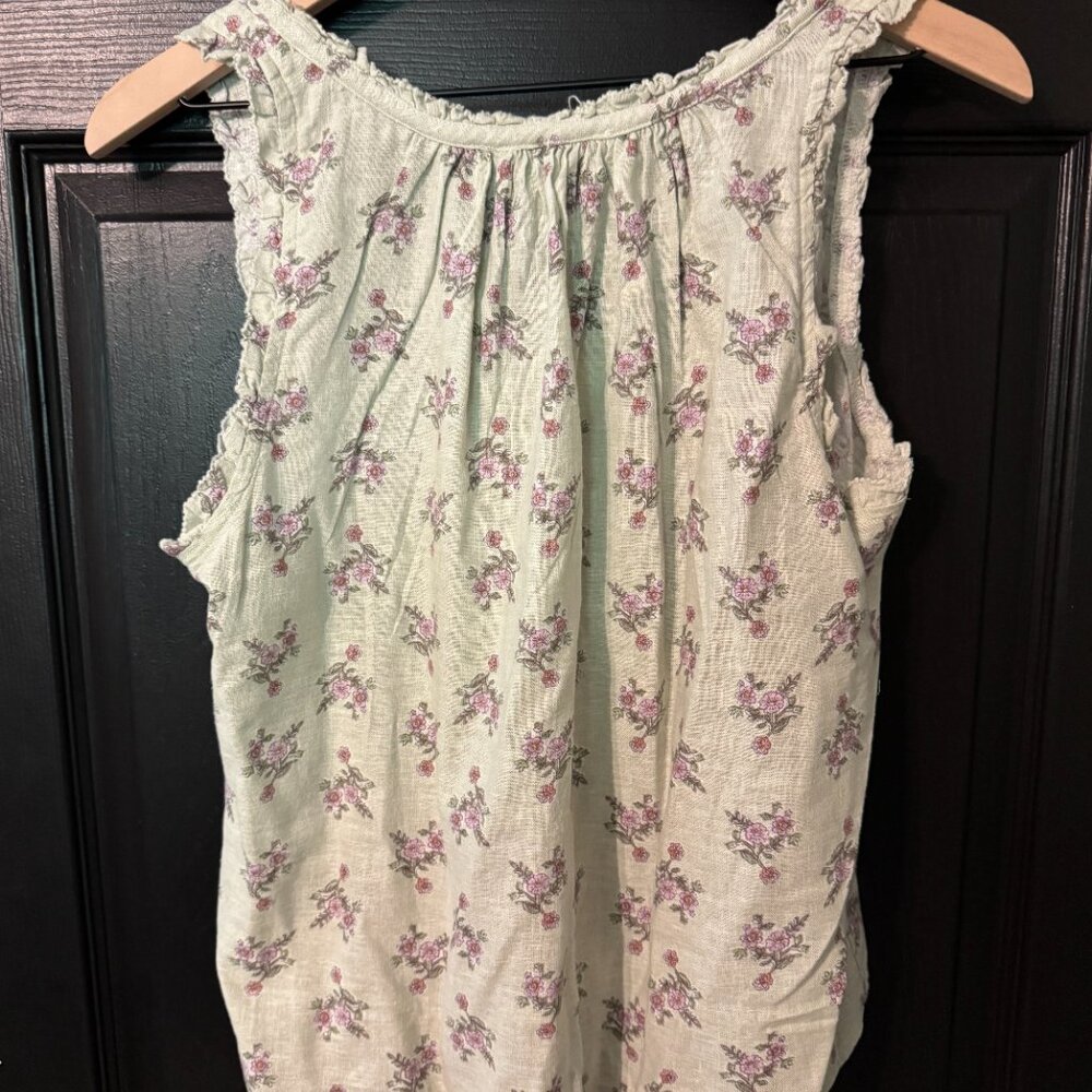 NWOT Lucky Brand Floral Green Pink Tank Large - Picture 3 of 3